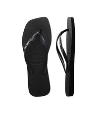 Havaianas Women's Slim Square Metalic Logo Thongs – Black